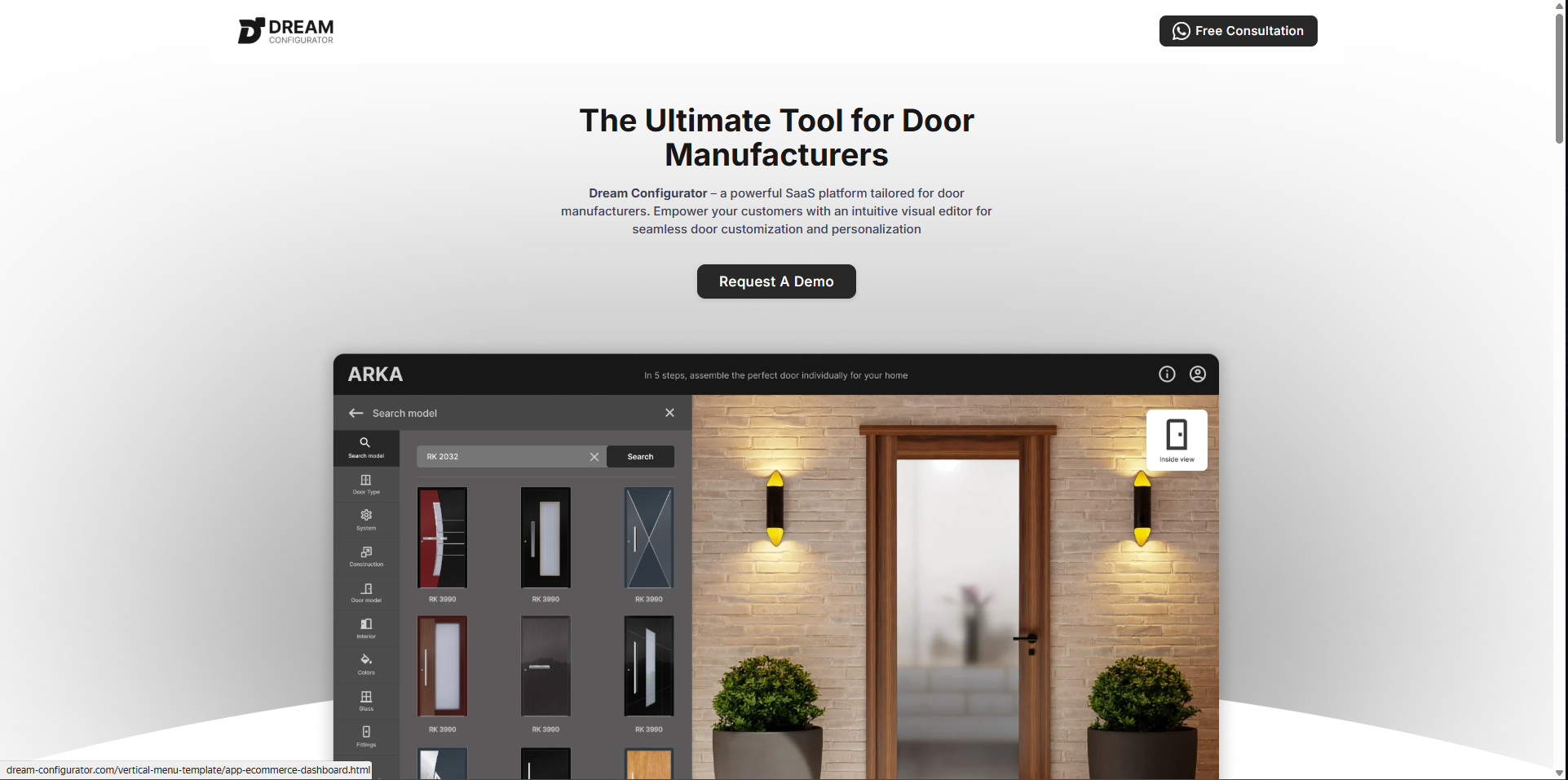 Скриншот SaaS-платформы Dream Configurator